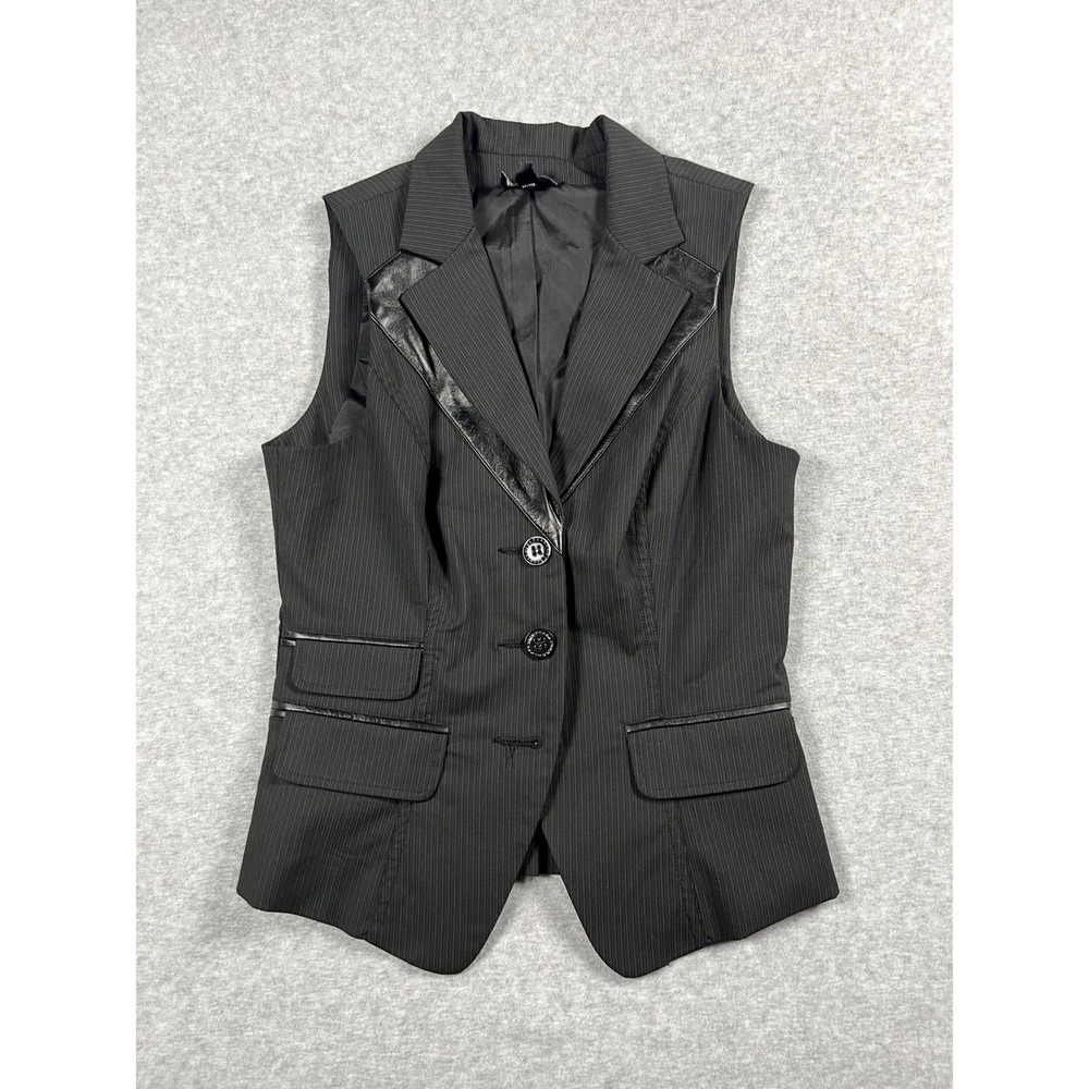 Bebe Y2K Pinstripe Vest Women S Black Dark Academia Steampunk Goth Grunge Emo